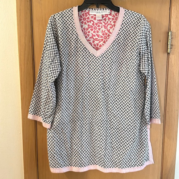 Gretchen Scott Women’s ZigZag Chevron Print Cotton Tunic Top Size Medium - Picture 1 of 10